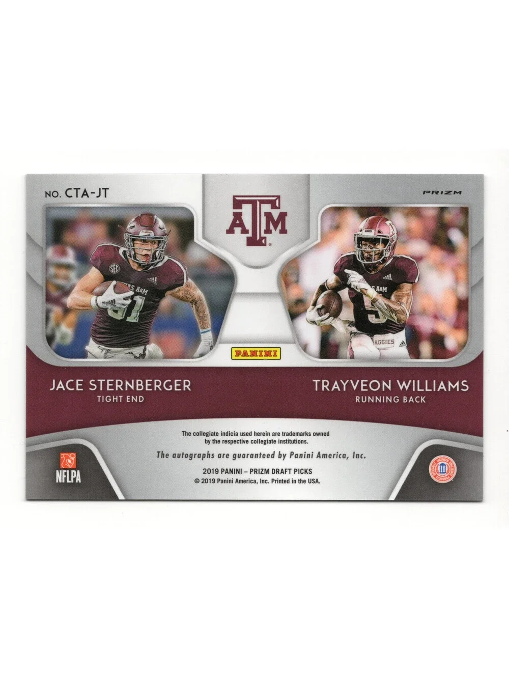 2019 Panini Prizm College Ties Autographs Trayveon Williams Jace sternberger A&M